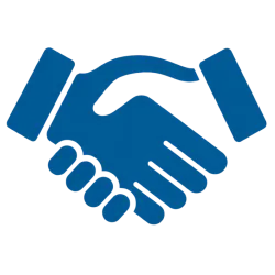 Icône poignée de main représentant l’accompagnement personnalisé d’un webmaster