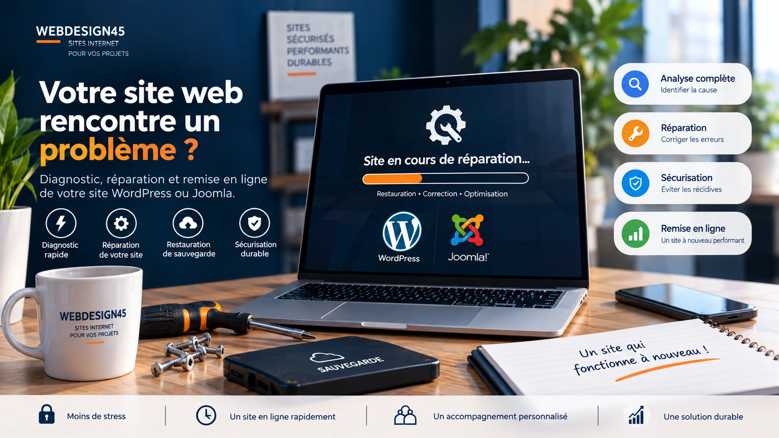Réparation et sécurisation d'un site WordPress ou Joomla